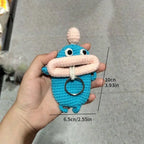 Handmade Crochet Sausage Keychain Earphone Pouch Key Holder For Women