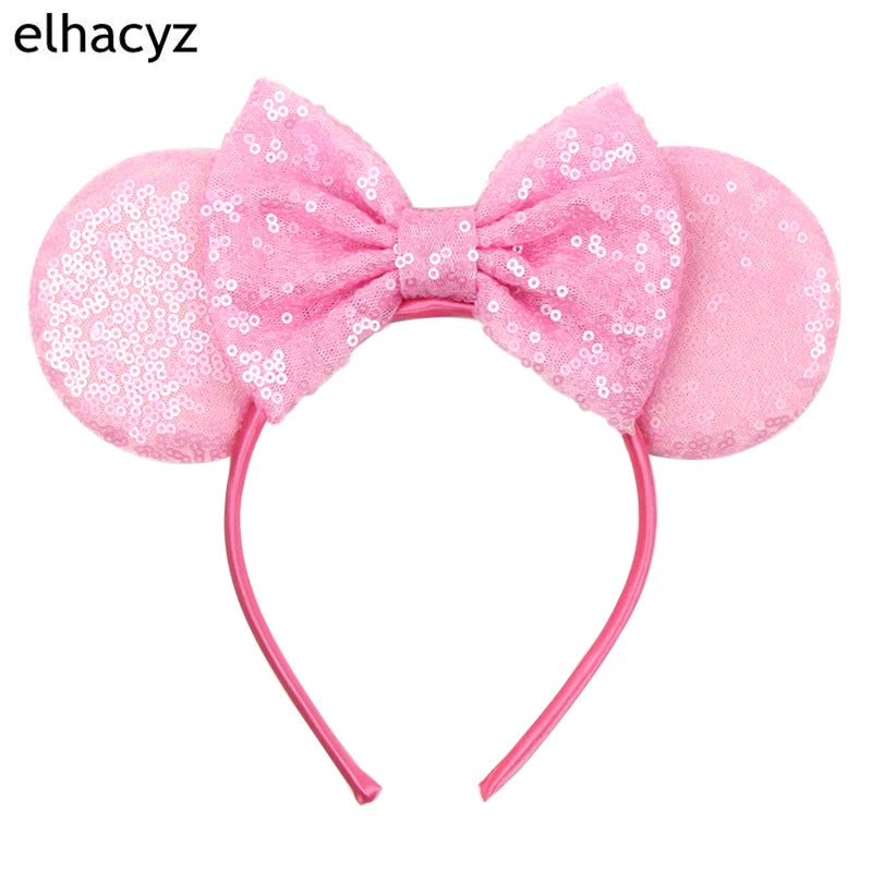 Embroidered Sequin Ears Bow Headband for Women & Girls