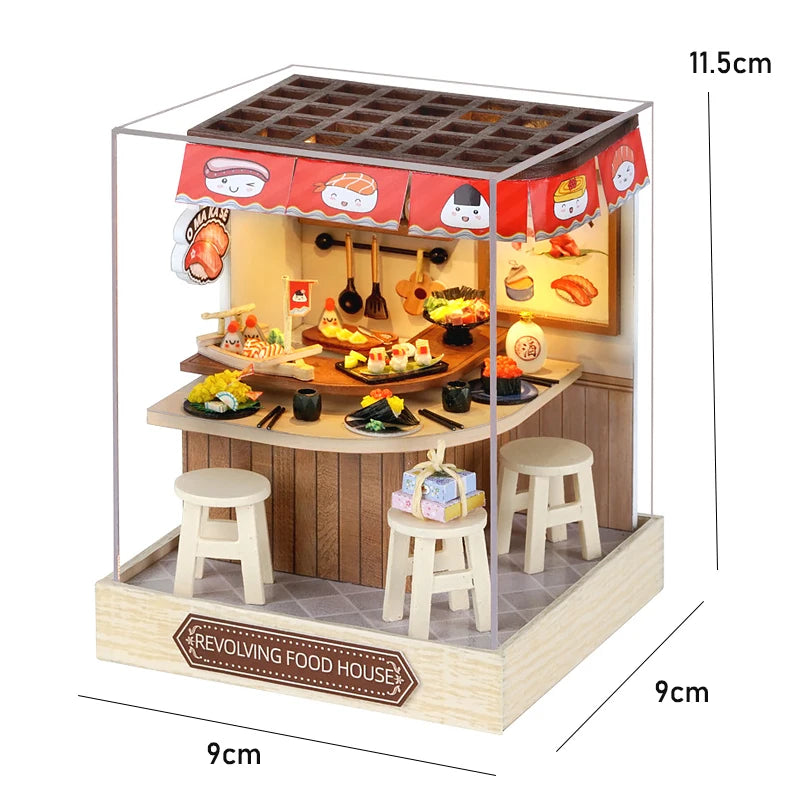 Kitten Mini Doll House 3D Wooden Puzzle DIY Miniature Building Kit