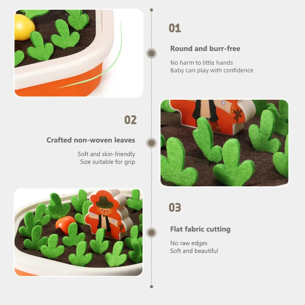 Montessori Pull Radish Carrot Harvest Matching Toy for Kids Fun