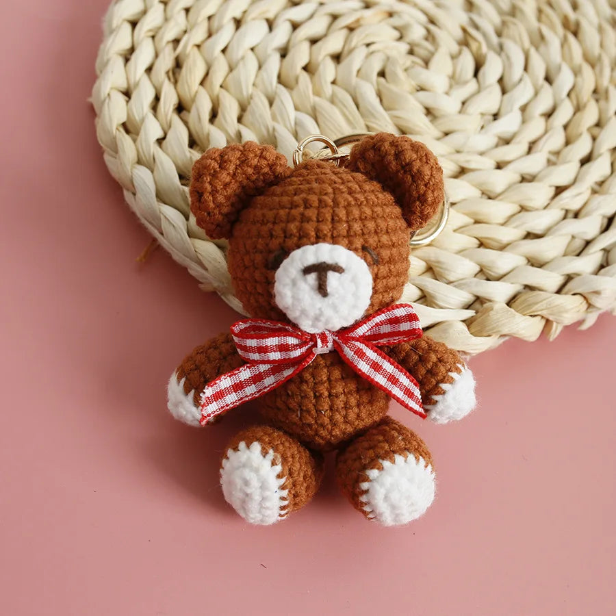 Cute Bear Couple Crochet Keychain Matching Animal Charm