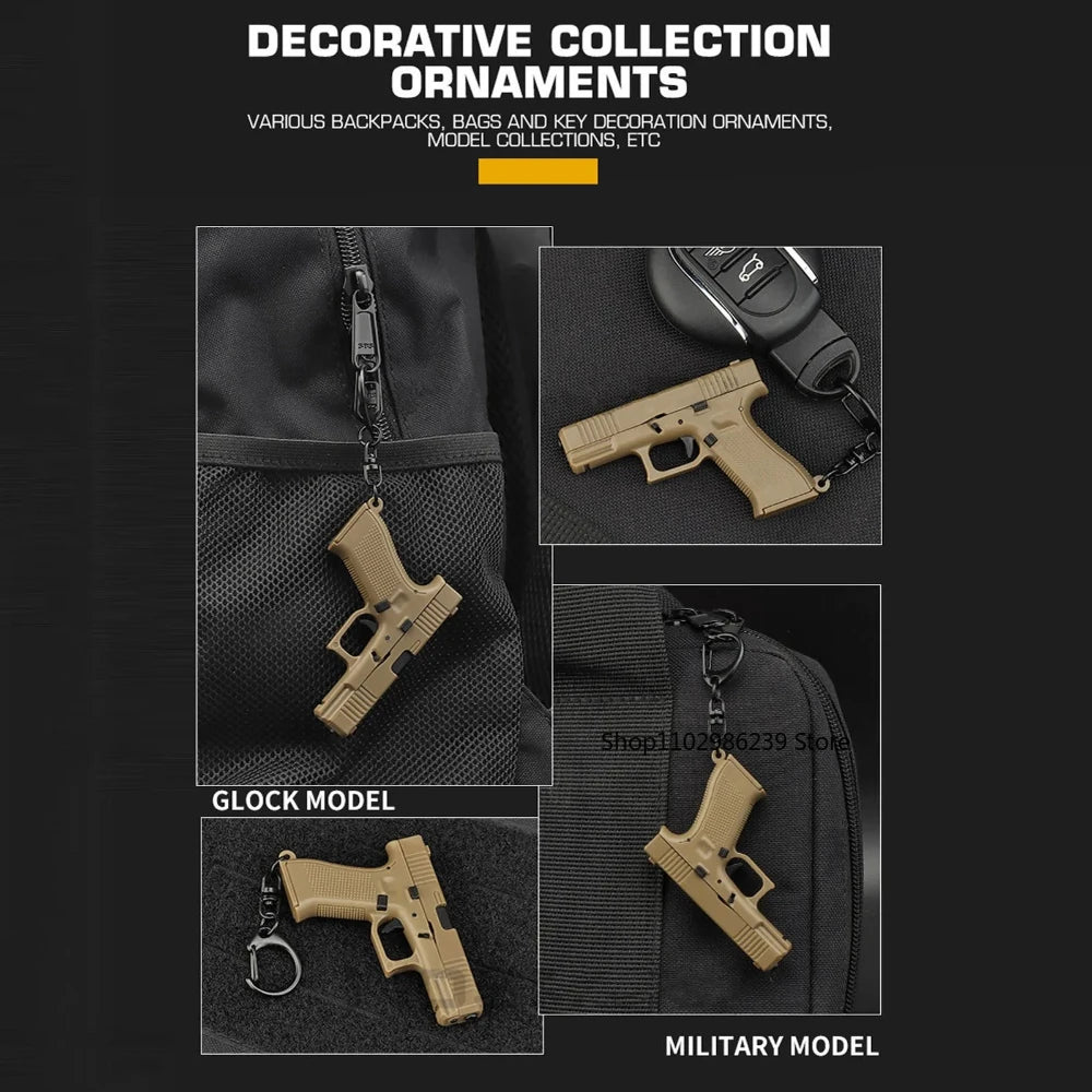 Tactical Pistol Shape Keychain Detachable Car Keyring Accessory