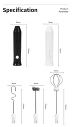 Wireless Electric Milk Frother Type-C Rechargeable Handheld Coffee Whisk Mixer