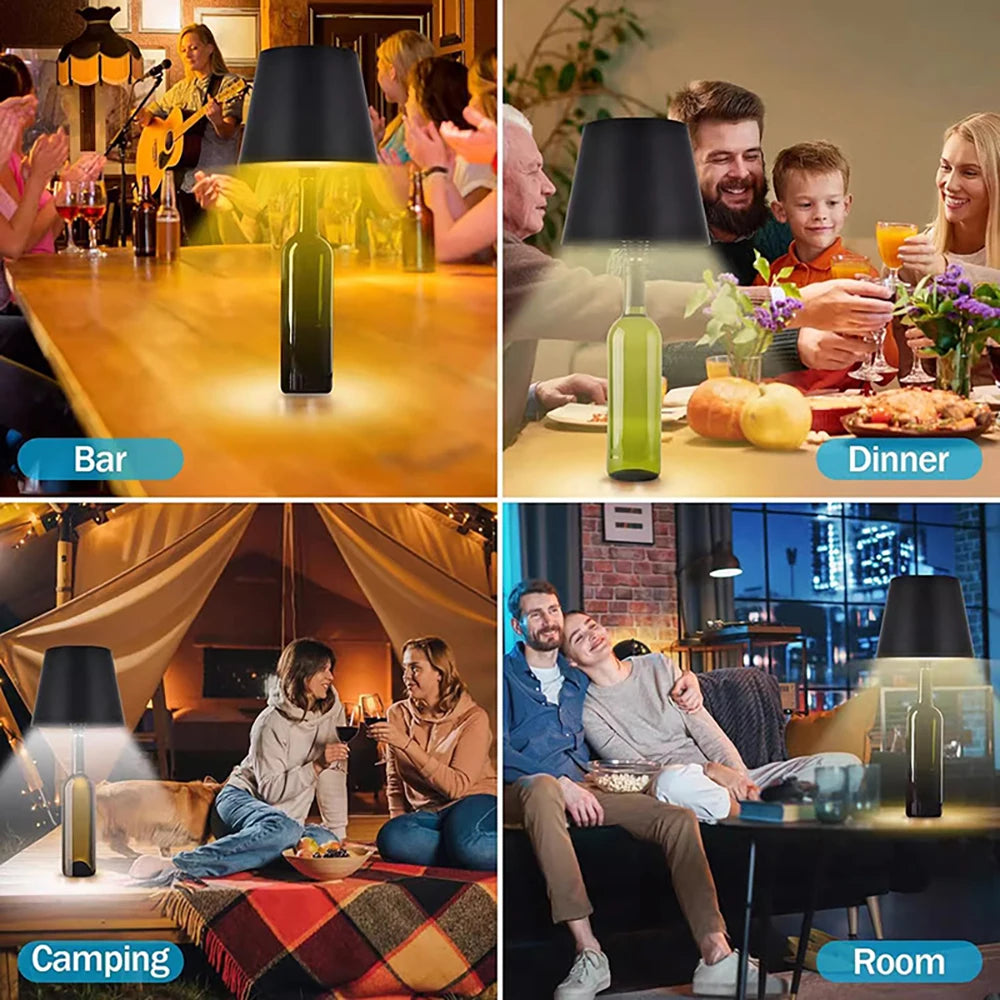 LED Table Lamp Wireless Wine Bottle Lamp USB Rechargeable Table Light Touch Control Dimming for Bar Club Cafe Atmosphere Decor