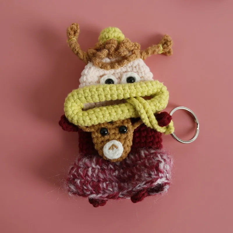 Funny Crochet Sausage Mouth Keychain Key Holder Pouch