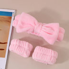 Coral Fleece Face Wash Headband & Absorbent Wristband Set