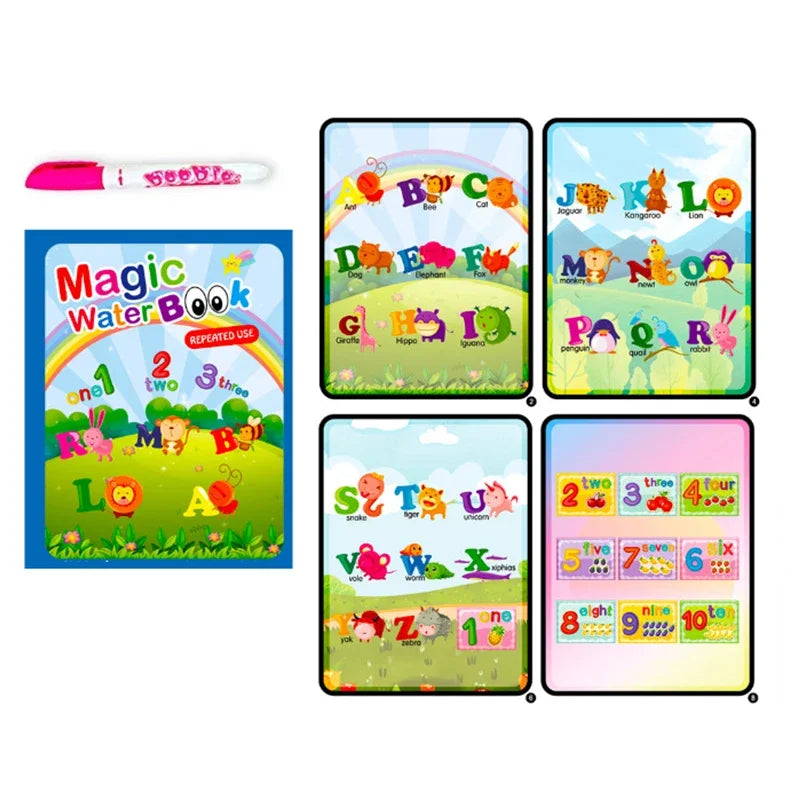 Magic Water Drawing Book with Reusable Coloring Pen for Kids Fun