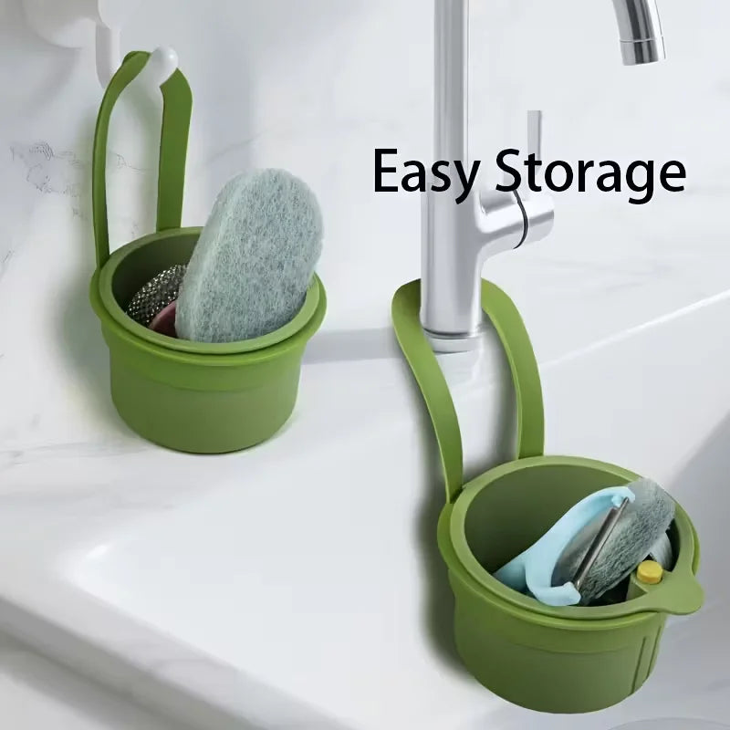 Press Type Drain Basket Food Strainer and Sink Organizer for Kitchen