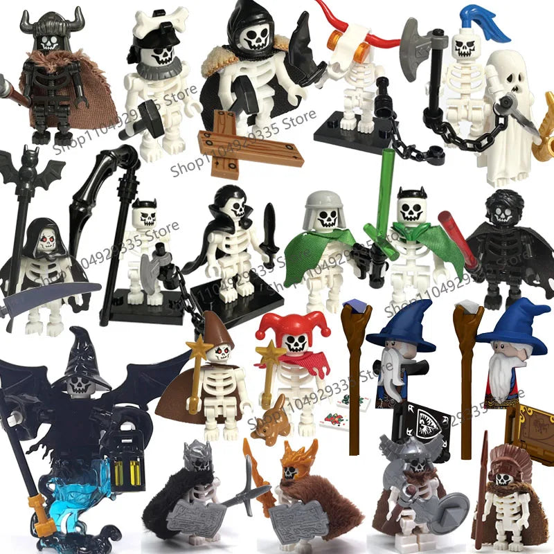 Halloween Scene Building Blocks Skeletons Ghosts Army King Assembled Charactesrs Figures DIY Accessories Bricks Toys Kids Gifts