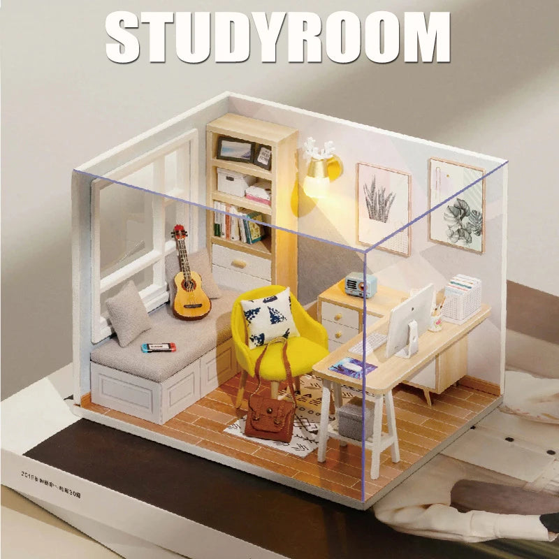 Wooden Miniature Doll House DIY 3D Puzzle Building Kit