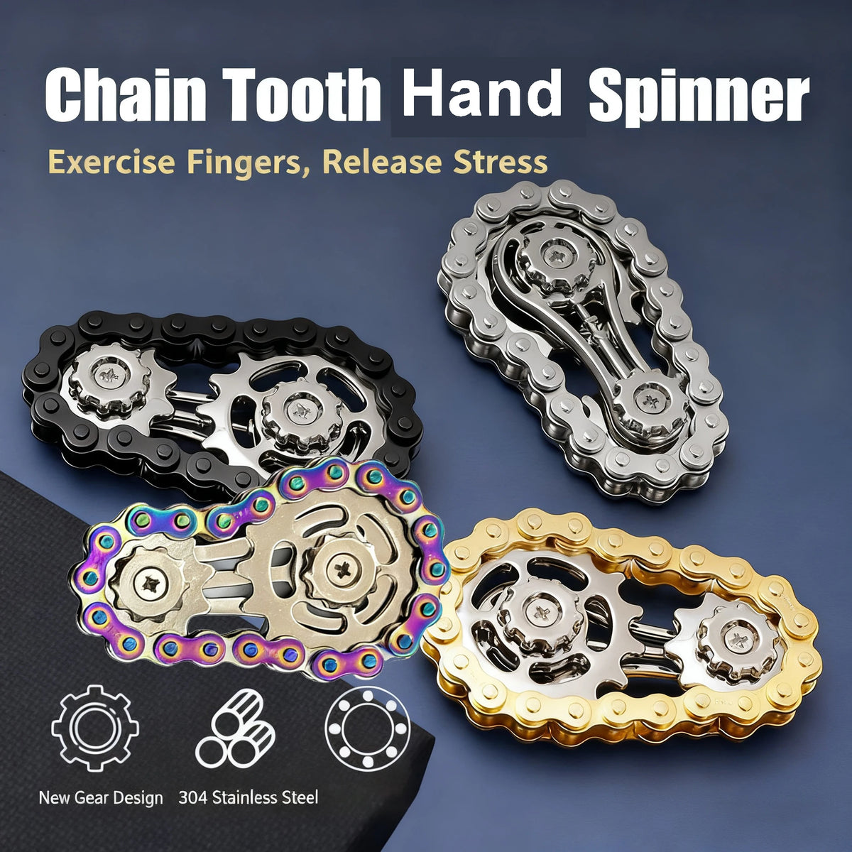 Metal Gear Bike Chain Fidget Spinner Flywheel Stress Relief Toy