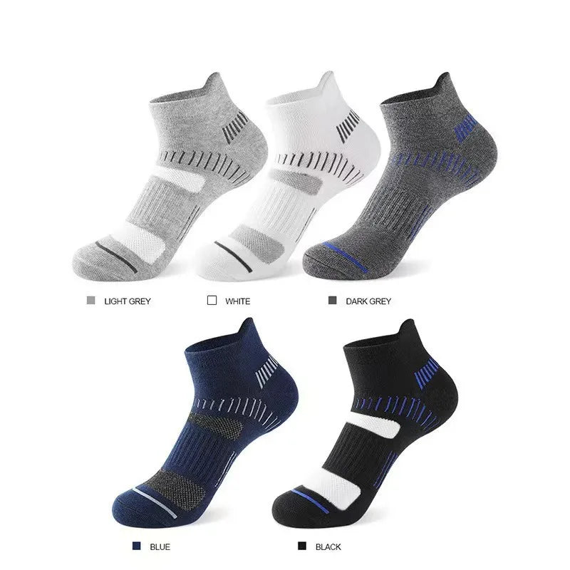 5 Pairs Men Spring Summe Autumn Cotton Sports Socks Mesh Breathable Running Basketball Cycling Male Short Socks Set For Men