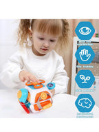 Montessori Busy Board Cube Sensory Toy – Toddler Learning Activity