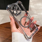Transparent Plating Shockproof Glitter Magnetic Phone Case For iPhone 18 17 15 16 14 11 12 13 Pro Max Plus Air For Magsafe Cover