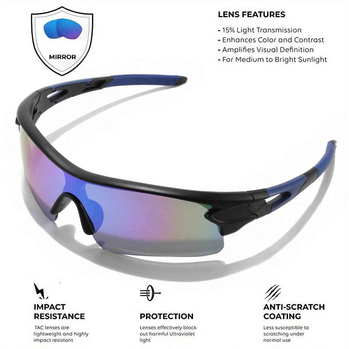UV400 Wrap Around Sports Sunglasses for Men & Women