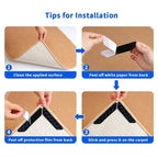 12PCS Carpet Non-slip Sticker Reusable Water Proof Anti Curling Carpet Patch Fixed Sticker Floor Rug Mat Tape Gripper Corner Pad