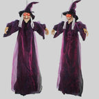 Halloween Life Size Talking Witch Purple Outdoor Spooky Scary Witch Animatronic Voice Controlled Glowing Screaming Decoration