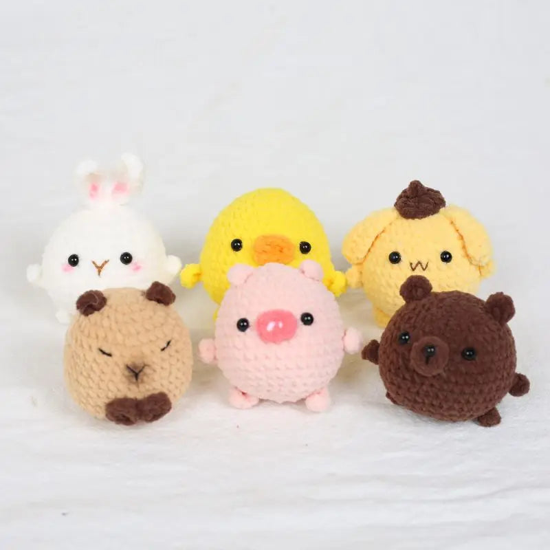 Cute Bear Couple Crochet Keychain Set Mini Animal Doll Charm