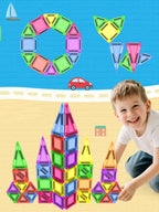 Mini Magnetic Tiles Travel Building Set with Metal Storage Box