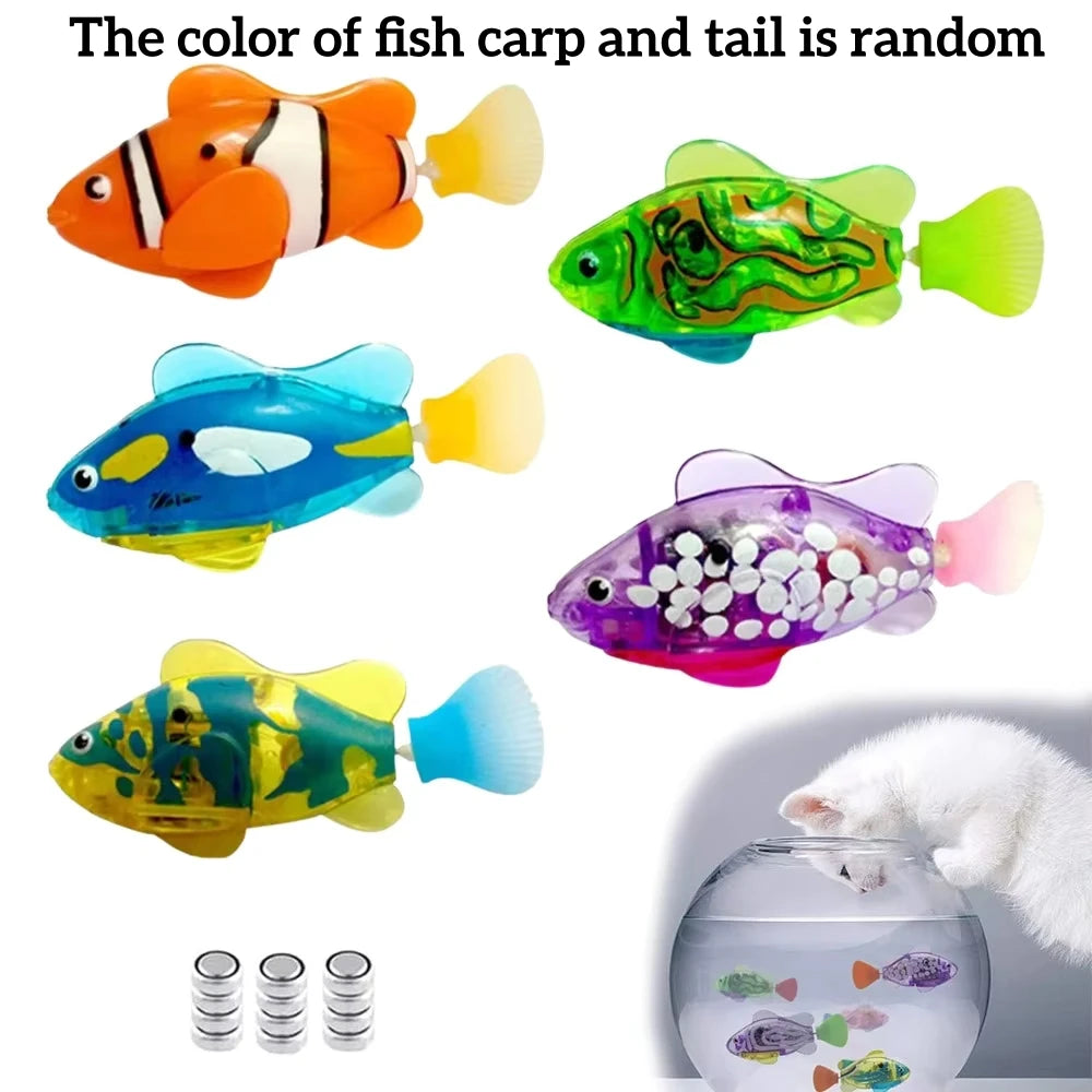 LED Swimming Robot Fish Cat Toy for Interactive Hunting Play