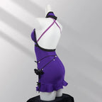 Game Tifa Lockhart Cosplay Costume Purple Sexy Tights Swimwear Bathing Suit Role Play Outfit for Women Girls Theme Party