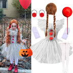 Halloween Grey Joker Costume for Kids Clown Cosplay Carnival Party Clothes Gray Children Girls Fancy Tulle Tutu Dresses
