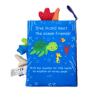 Baby Sensory Cloth Book with Crinkle Pages and Interactive Rattle