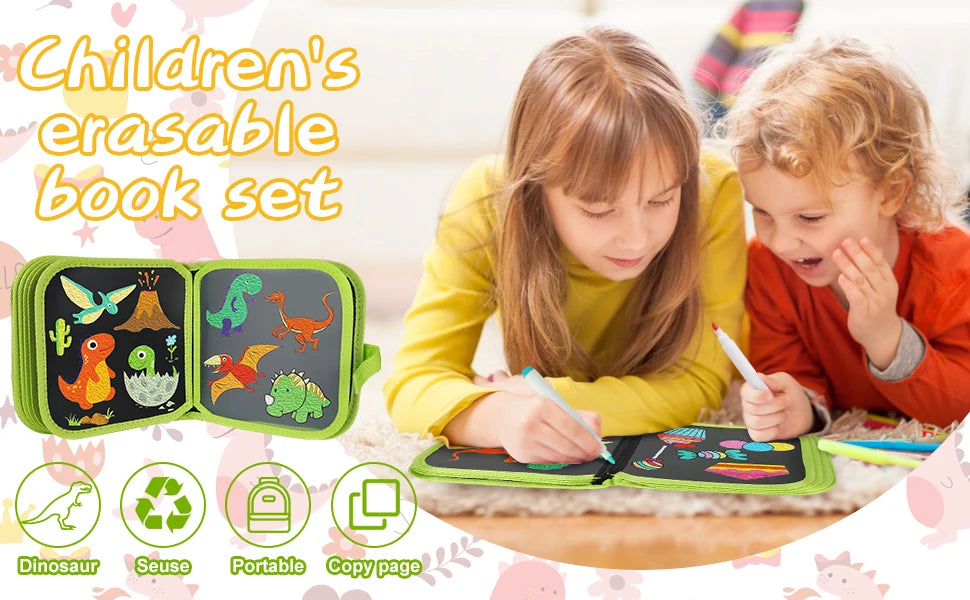 Erasable Reusable Doodle Book Drawing Pad with 12 Watercolor Pens
