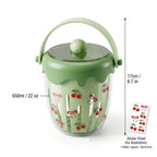 WORTHBUY Double Wall Salad Cup Portable Leak Proof Oat Container With Fork&Handle Drain Fruit Cup Cute Breakfast Cup For Student