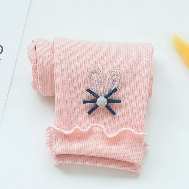 Bunny Butt Leggings for Girls - Playful Cotton Pants with Fluffy Tail Ear Details Perfect for Toddler Little Girl Everyday Wear