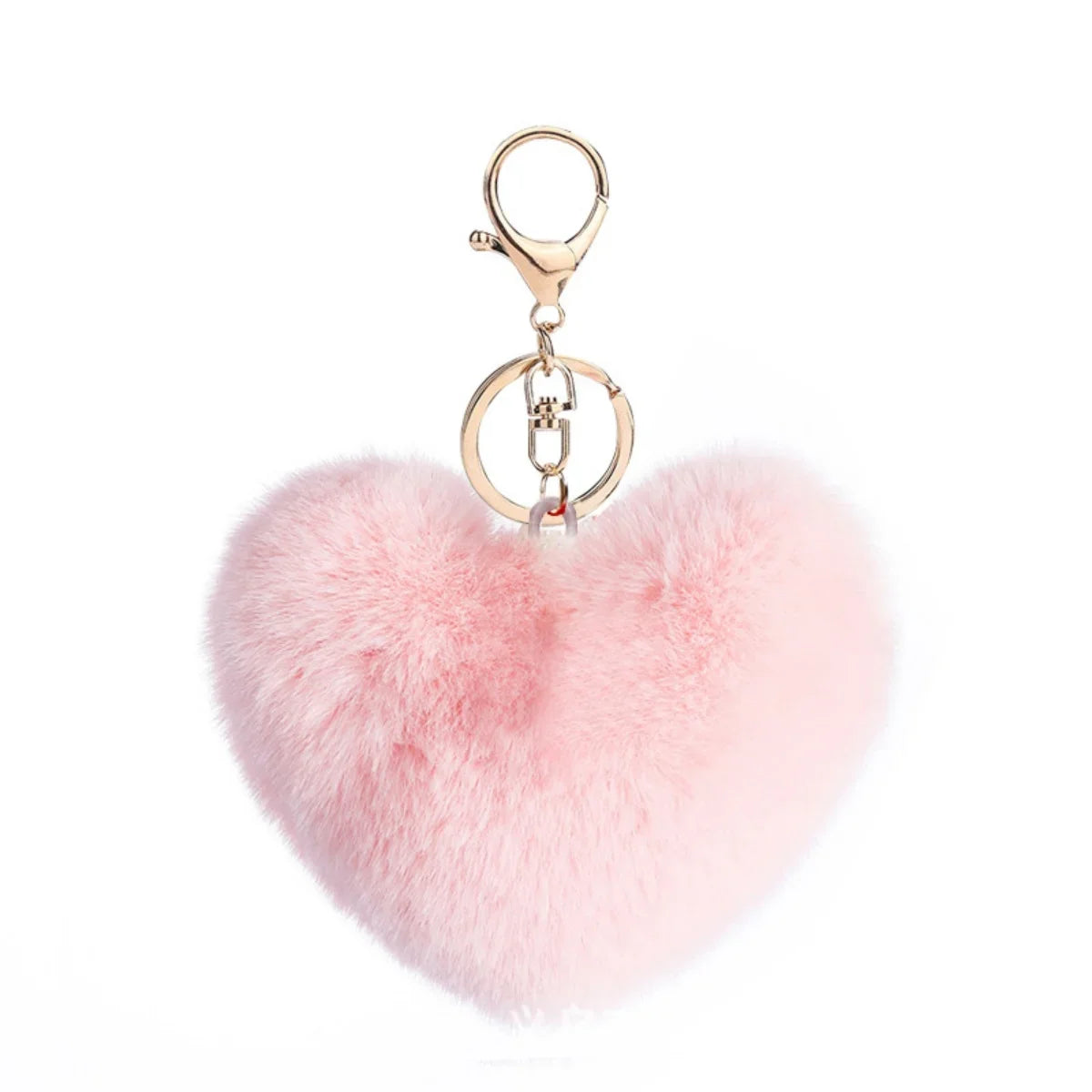 Heart Plush Pompom Keychain Leopard Print Bag Charm