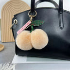 Cute Fluffy Cherry Fur Ball Keychain Bag Pendant Charm
