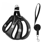 Pet Harness Vest Chest Rope Set for Small Medium Dog Outdoor Walking with 1.5m Rope Reflective Breathable Adjustable Pet Harness