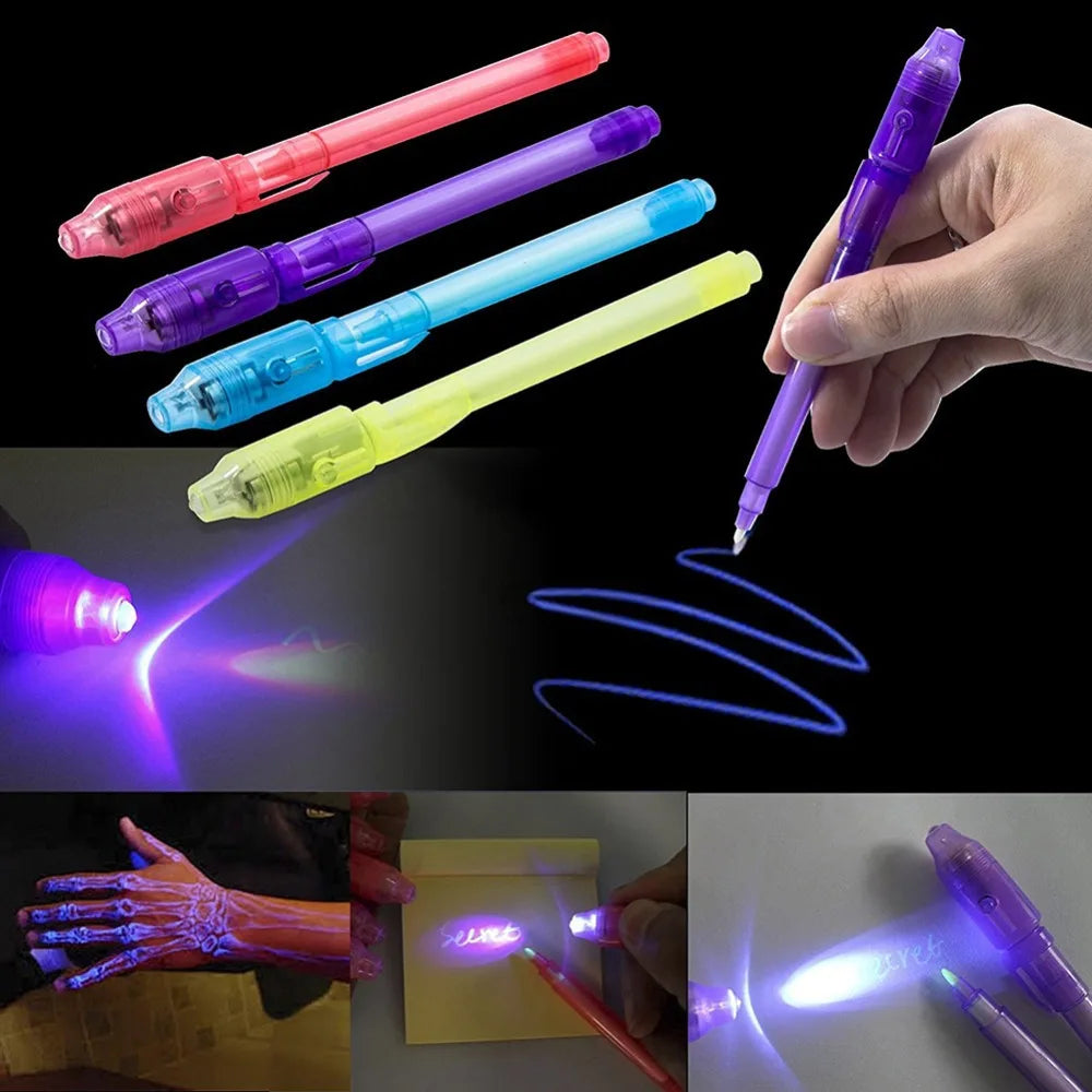 UV Invisible Ink Magic Pen with LED Black Light for Kids