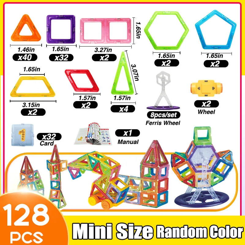 64-184PCS Kids Magnetic Building Blocks – STEM Construction Toy Set