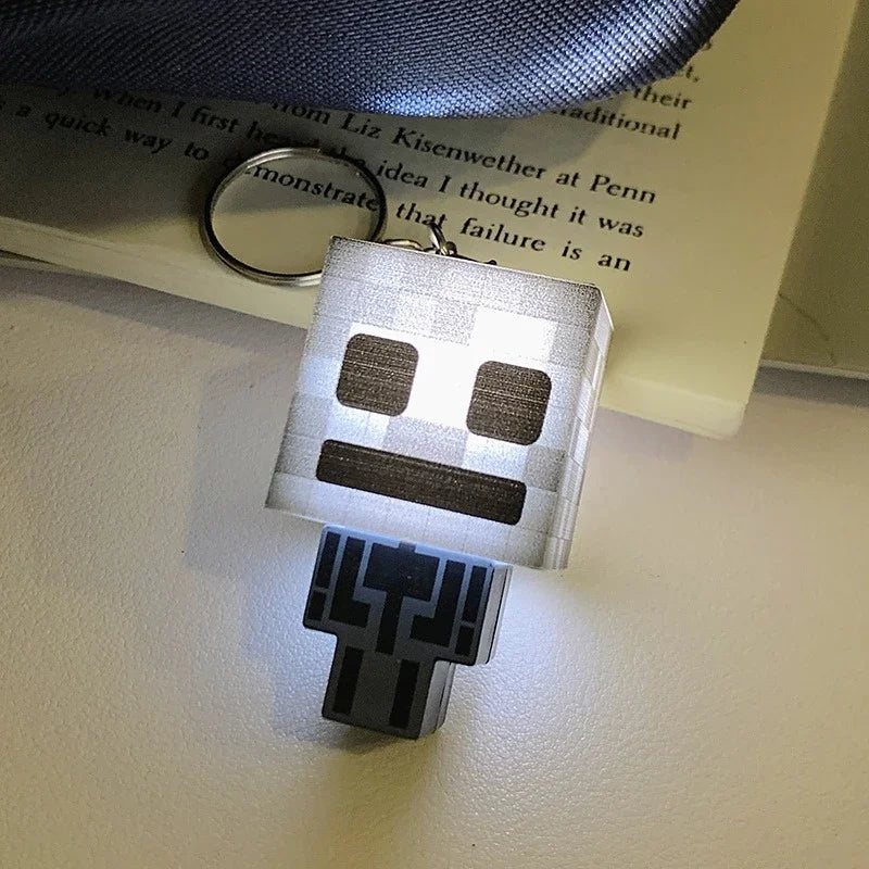 LED Glowing pixel Keychain Mini World Building Blocks Mosaic Light Up Creative Pocket Toy XMAS Novelty Gift for Collectors