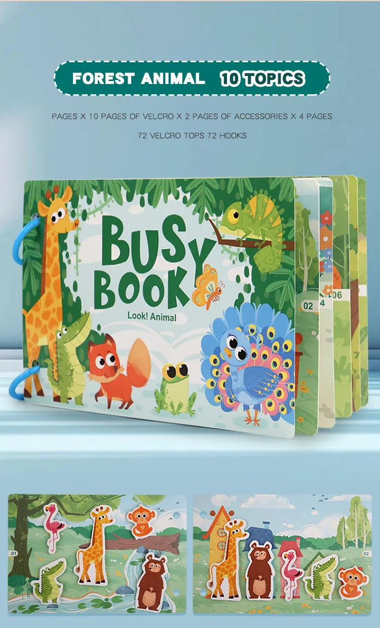 Montessori Busy Book for Kids Interactive Learning Activity Book