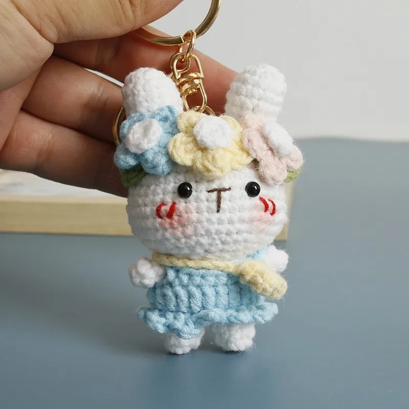 Cute Mushroom Rabbit Crochet Keychain Bunny Bag Charm