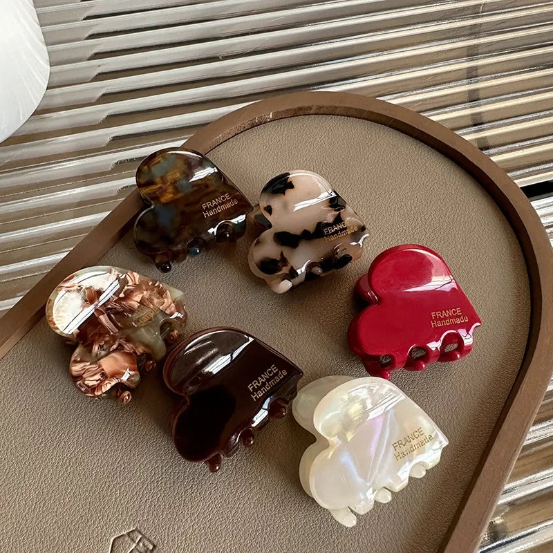 Mini Heart Acetate Hair Claw Clip for Women & Girls