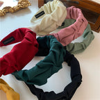 Korean Hair Accessories Solid Color Cotton Crumpled Women's Head Hoop Wide Bezel Makeup Hairbands for Ladies Headwear 2023 New
