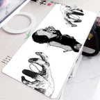 Black and White Anime Girl Table Mat Large Mouse Pad Office Keyboard Edge Locking Desk Mat Gaming Accessories Non-slip Mousepad