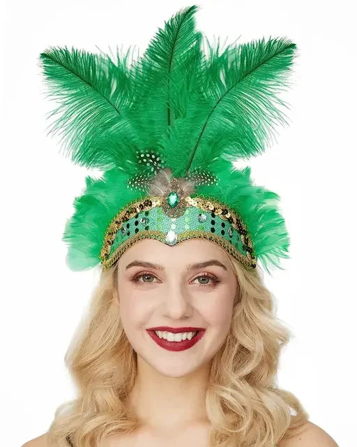 1920s Crystal Feather Flapper Headband for Women