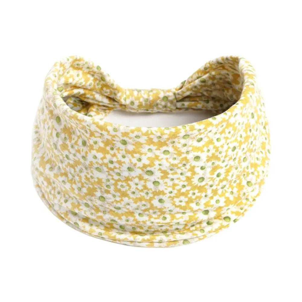 Boho Print Wide Knot Elastic Headband for Women