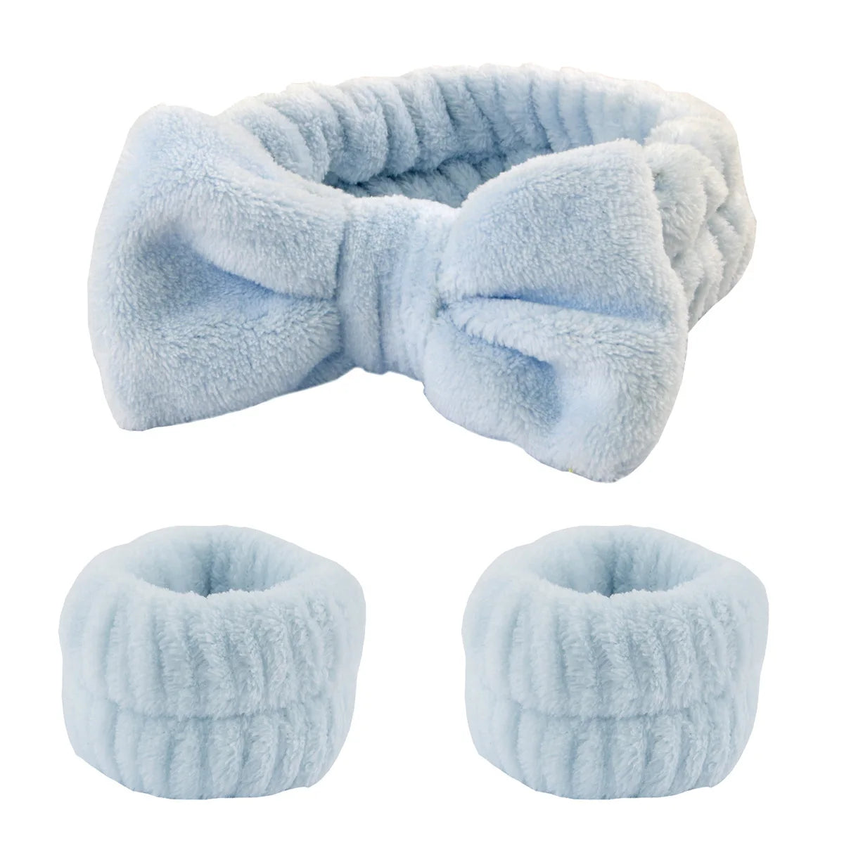 Coral Fleece Face Wash Headband & Absorbent Wristband Set