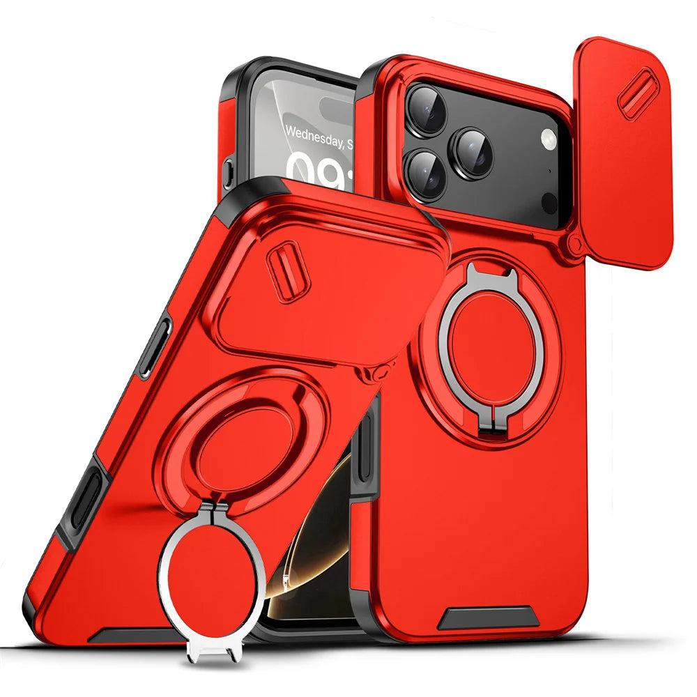 Rotating Flip Full Lens Protection Magnetic Stand Phone Case For iPhone 17 18 Pro Max Air Dual Layer Protection Armor Back Cover