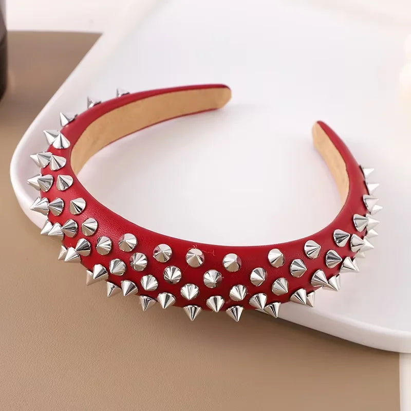 Punk Wide Elastic Eyelet Headband for Women