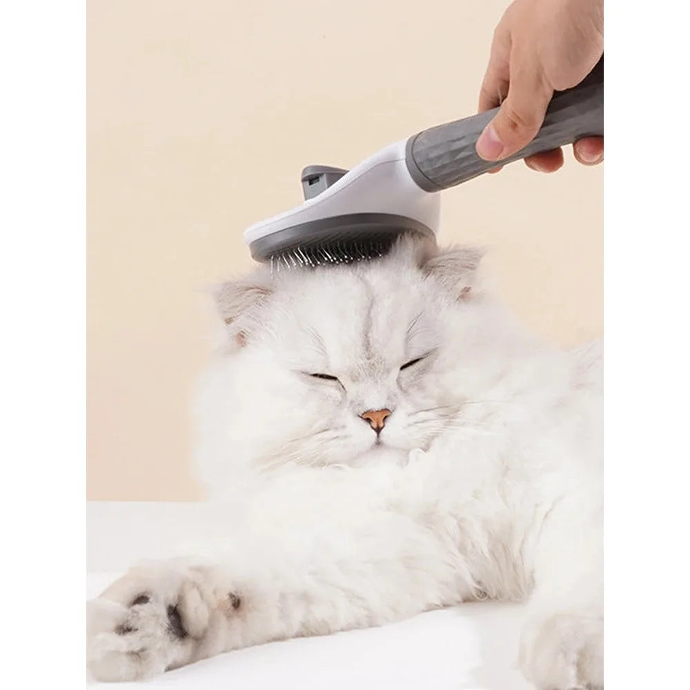 One-Click Pet Hair Removal Comb for Effortless Grooming of Dogs and Cats - Float Hair Removal Slicker Brush with Automatic Funct