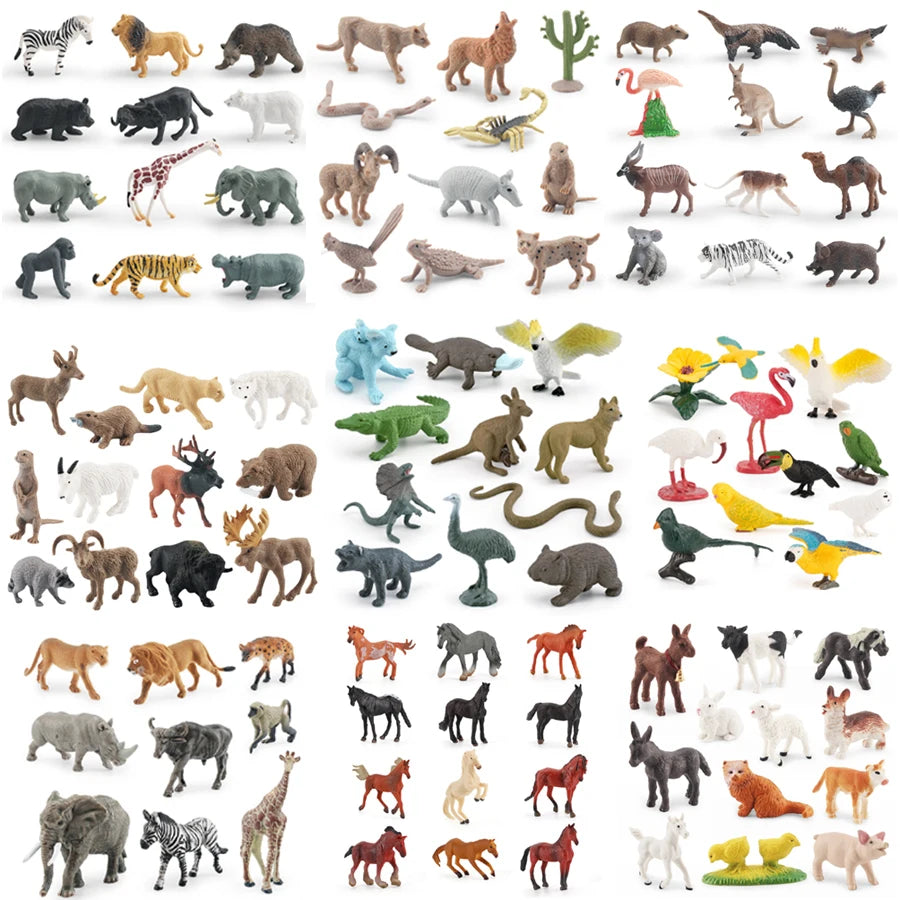 Mini Farm & Wildlife Animal Figurine Set