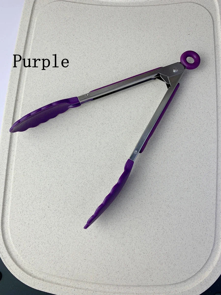 Anti-Slip Stainless Steel Cooking and Serving Tongs for Kitchen