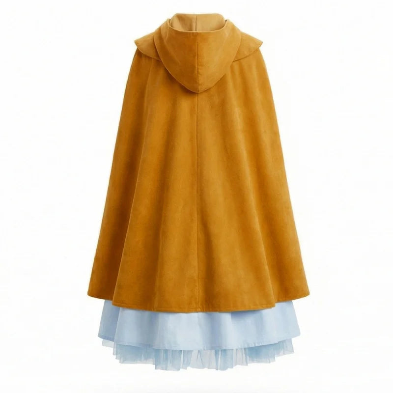 Girls Holly Wheeler Cosplay Costume Blue Dress Brown Cloak Suits Monster Things Season 5 Roleplaying Carnival Outfits
